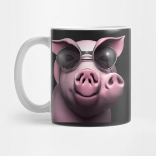 creature,photorealistic scary pig with pierced nose and sunglasses 8k Mug